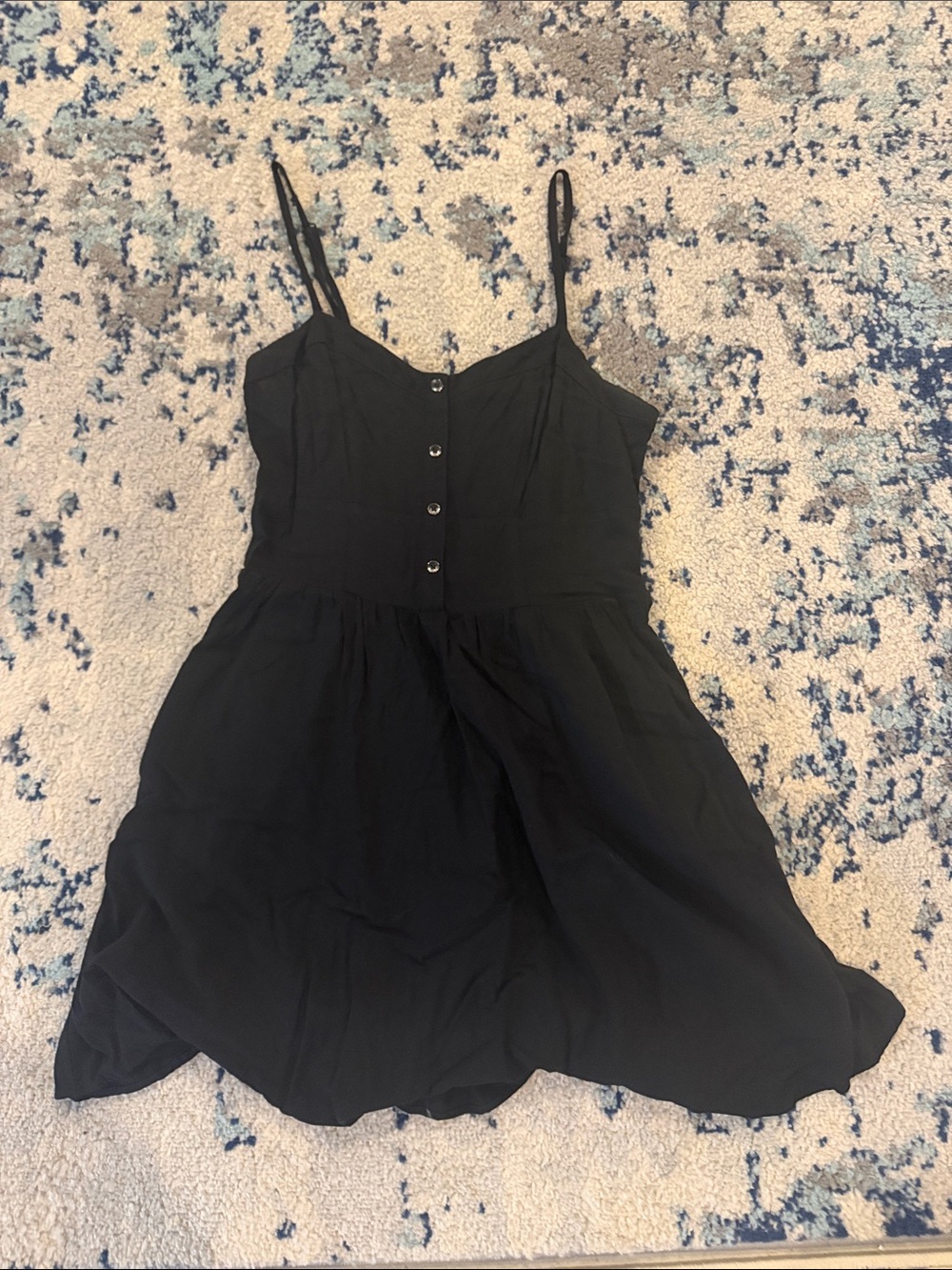 Express Black Spaghetti Strap Button-Front Mini Dress